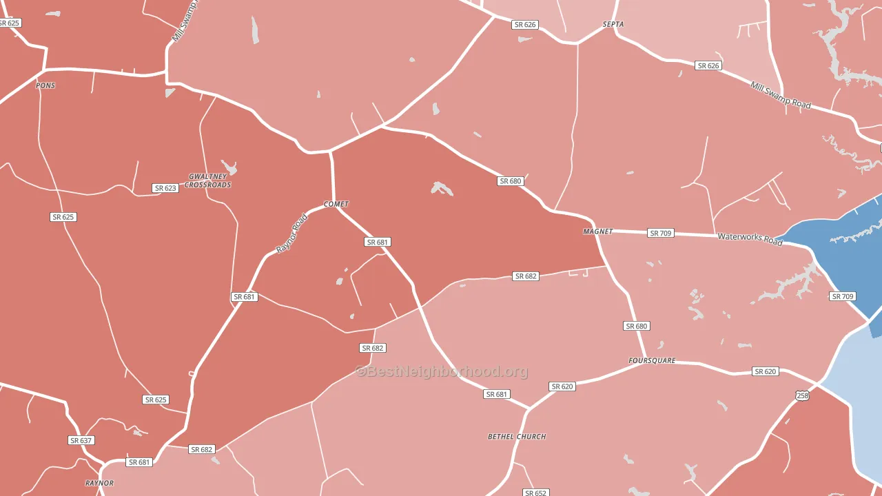 Comet, VA block-group political-lean map