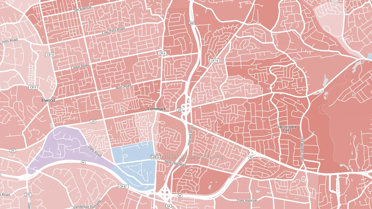 Commack, NY block-group political-lean map