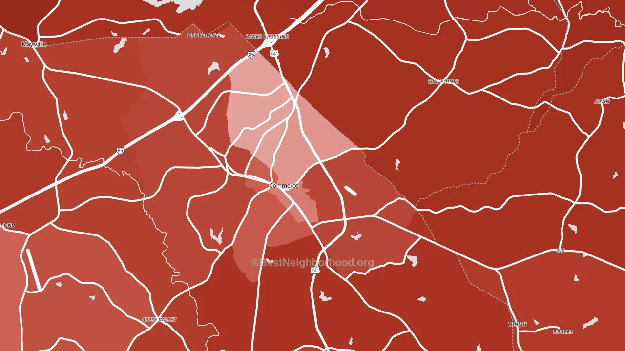 Commerce, GA block-group political-lean map