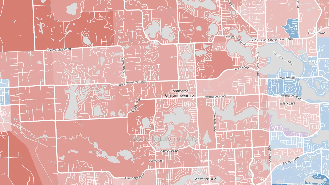 Commerce Township, MI block-group political-lean map