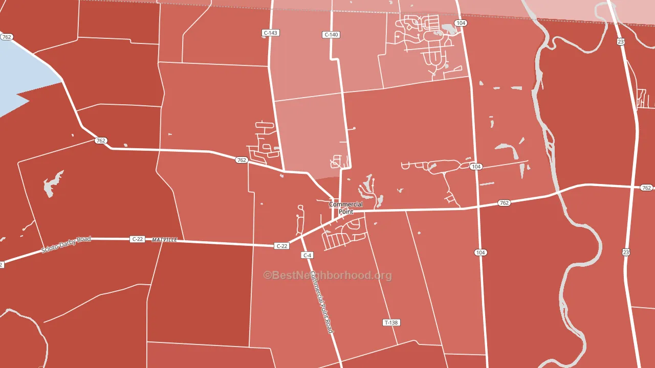 Commercial Point, OH block-group political-lean map