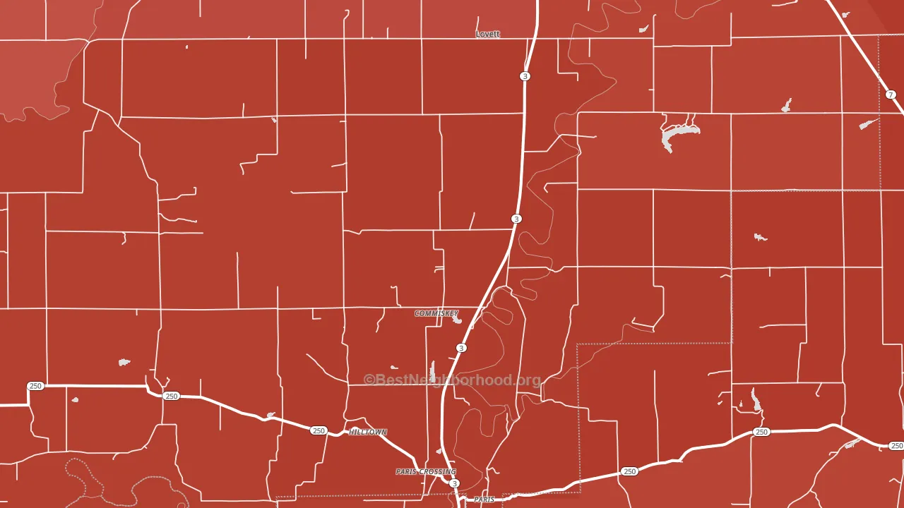 Commiskey, IN block-group political-lean map
