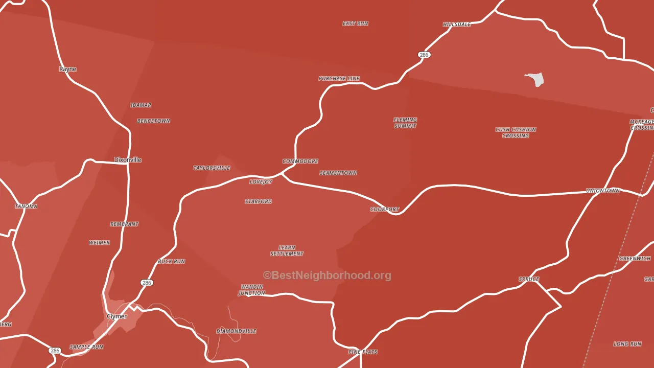 Commodore, PA block-group political-lean map