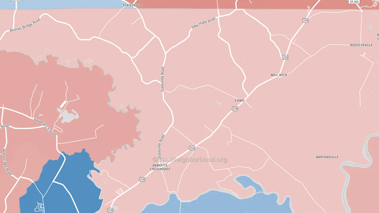 Como, NC block-group political-lean map