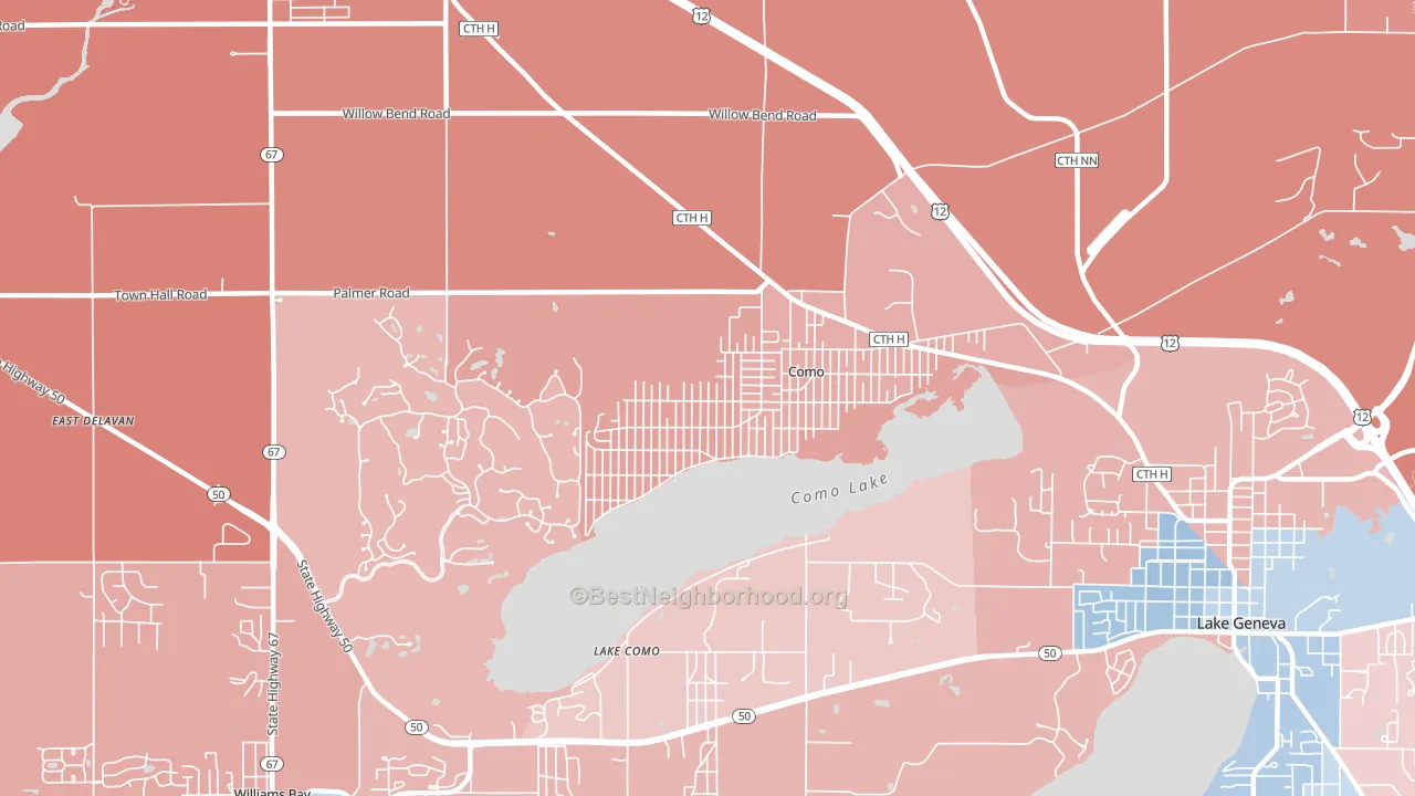 Como, WI block-group political-lean map