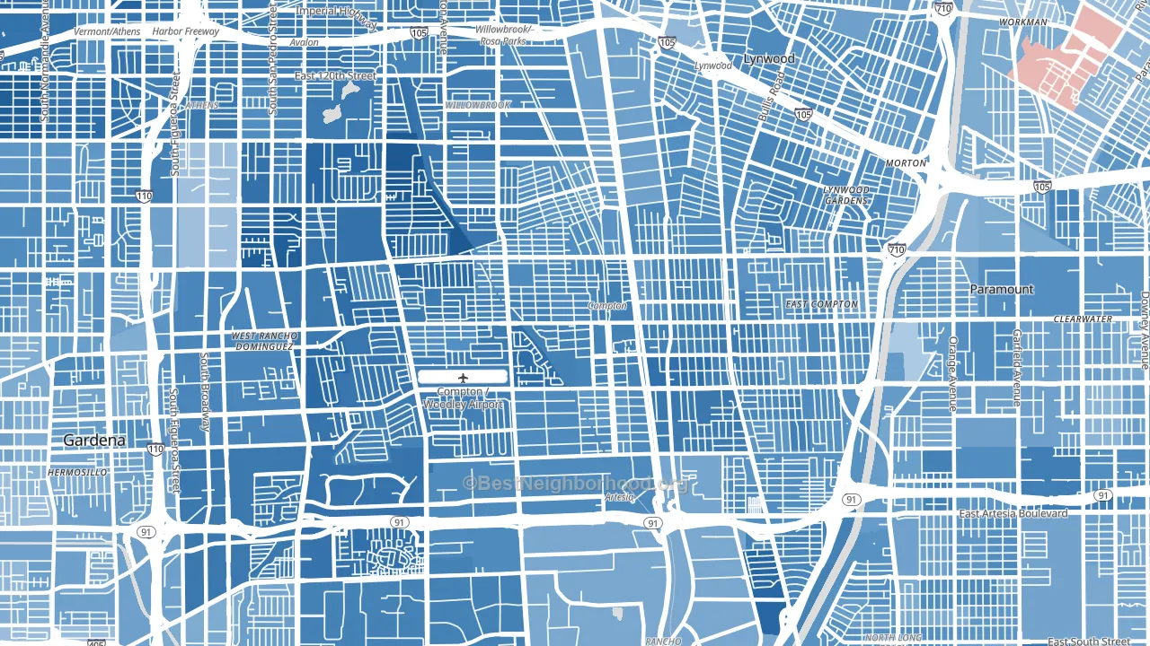 Compton, CA block-group political-lean map