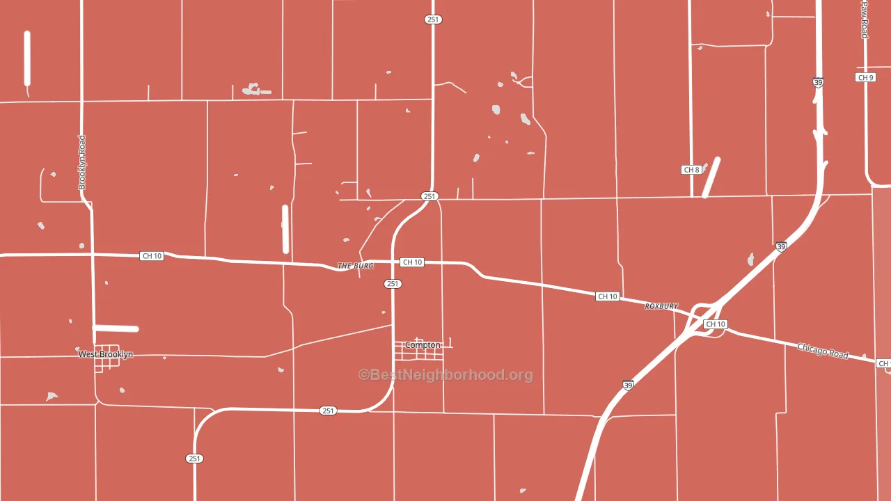 Compton, IL block-group political-lean map
