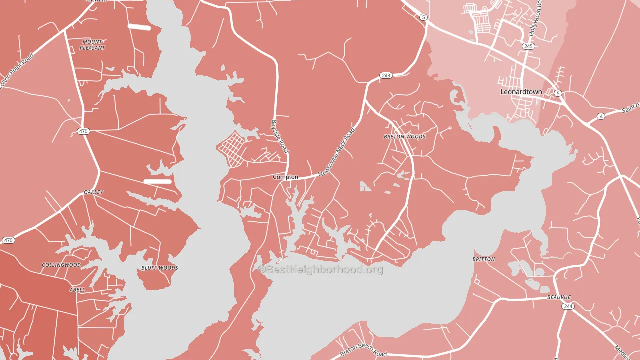 Compton, MD block-group political-lean map