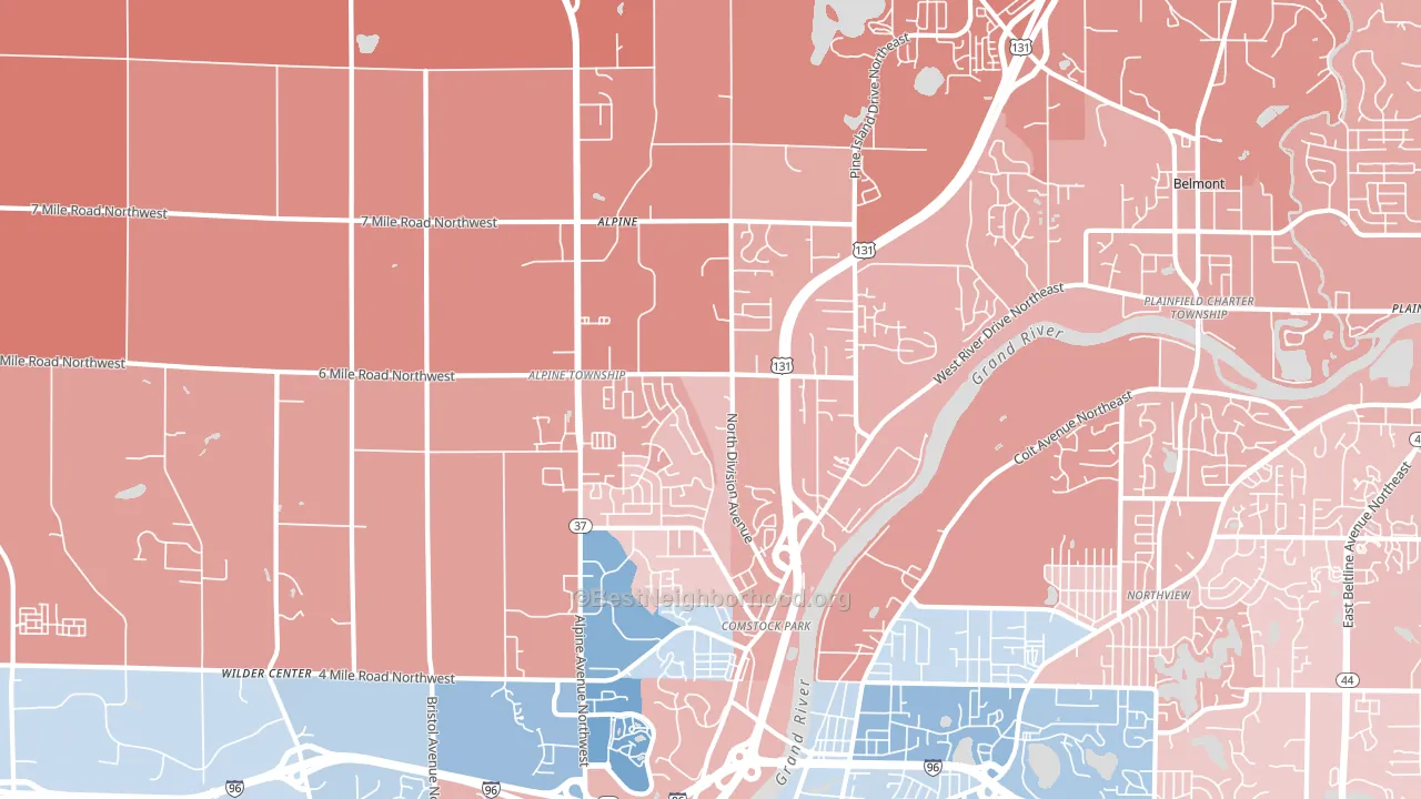 Comstock Park, MI block-group political-lean map