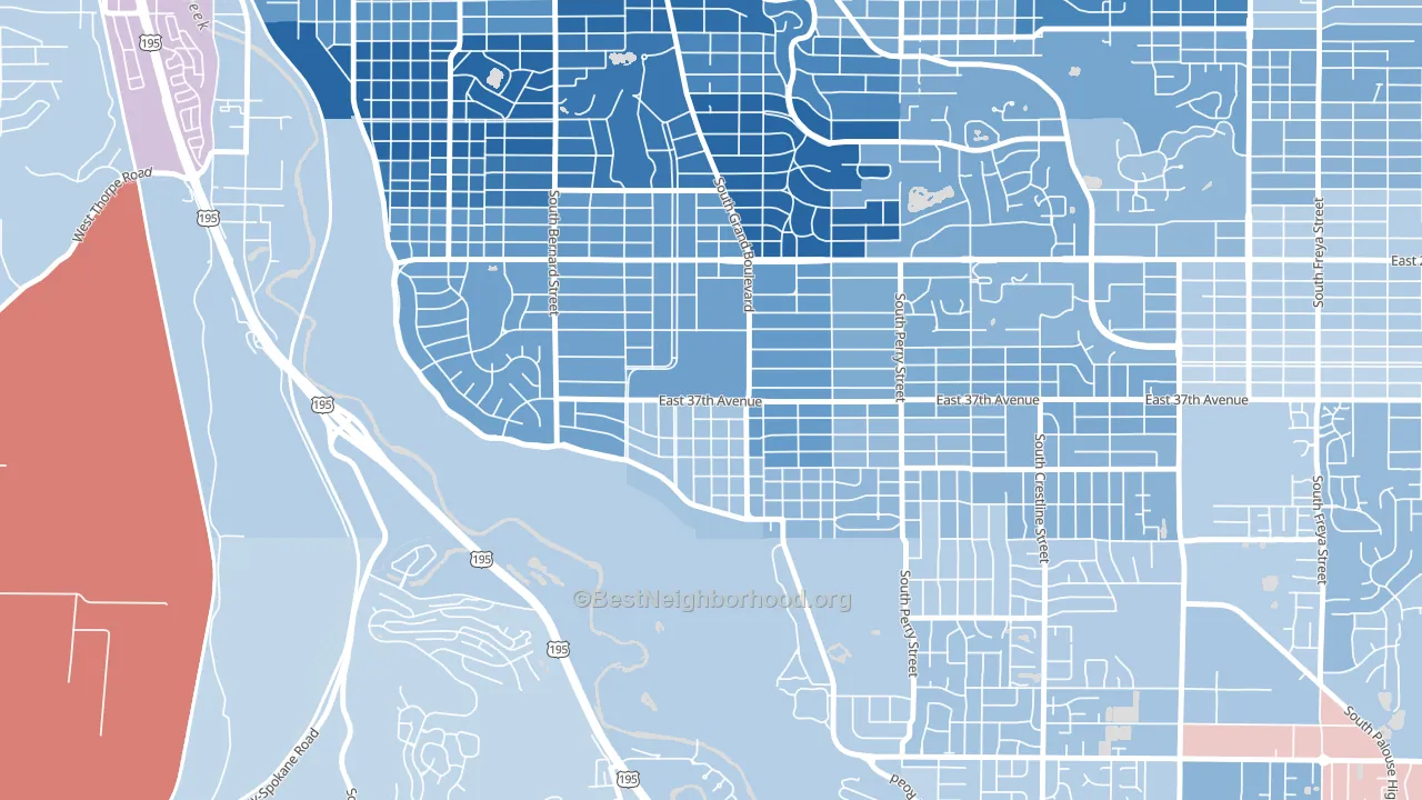 Comstock, Spokane, WA block-group political-lean map