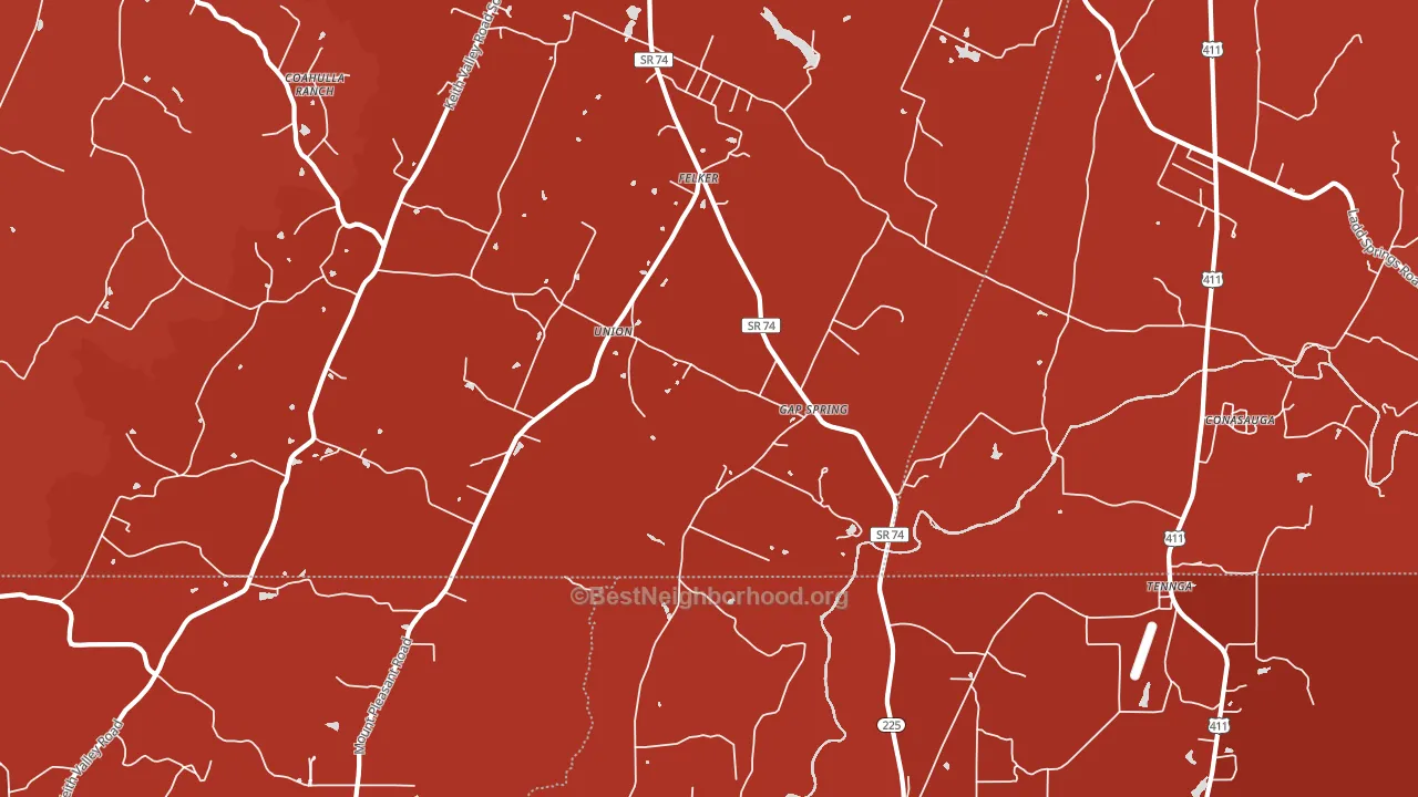 Conasauga, TN block-group political-lean map