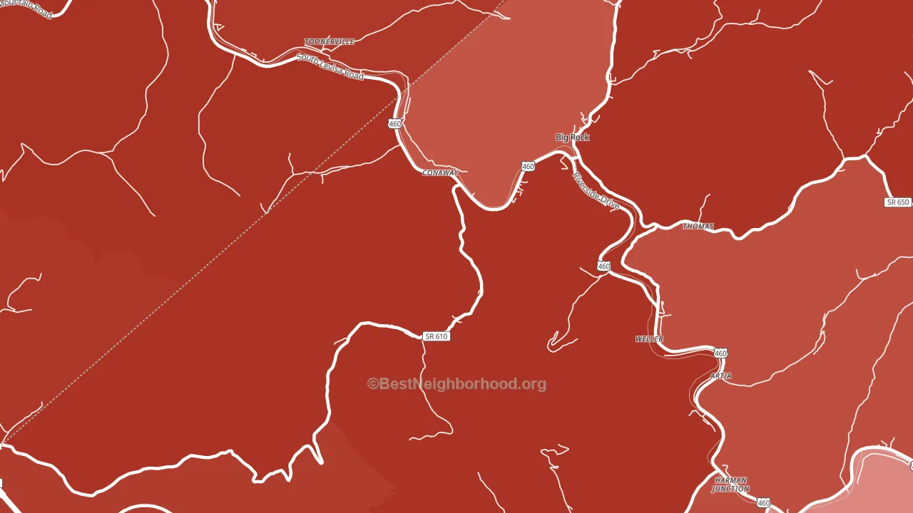 Conaway, VA block-group political-lean map
