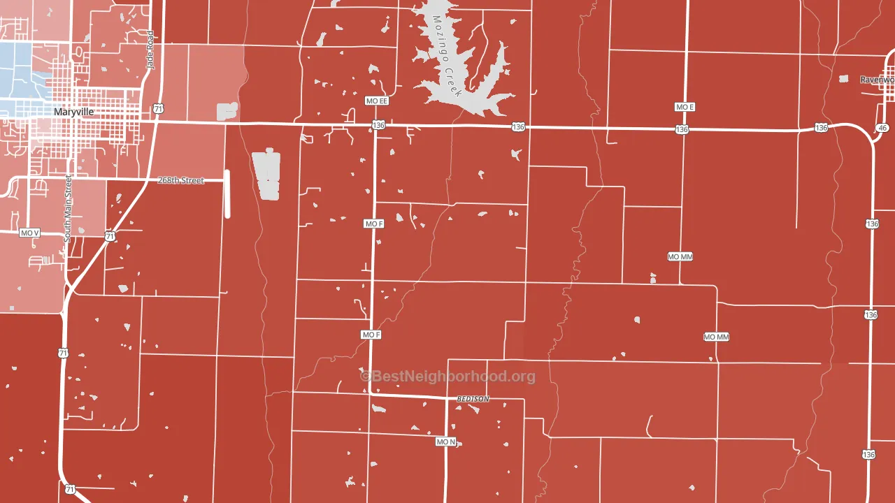 Conception Junction, MO block-group political-lean map