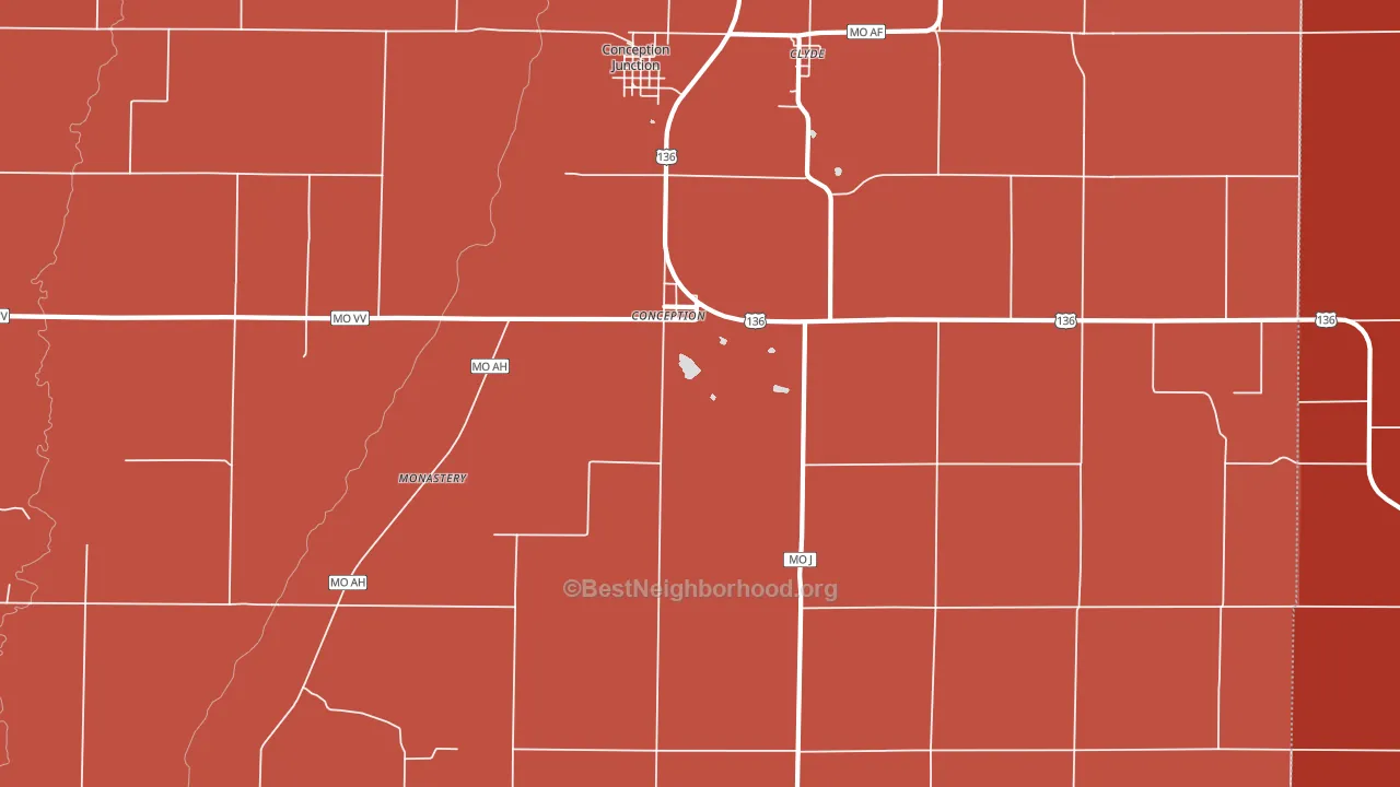 Conception, MO block-group political-lean map