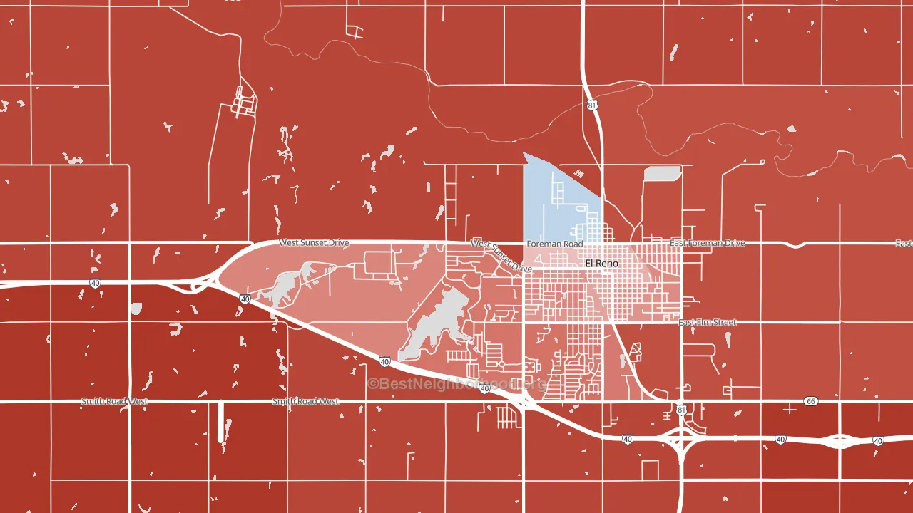Concho, OK block-group political-lean map