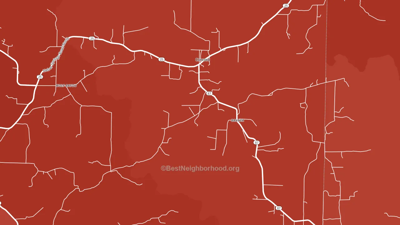 Concord, AR block-group political-lean map