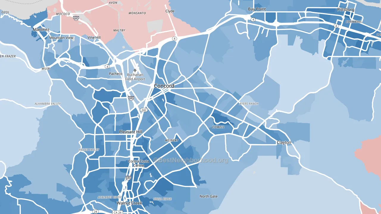 Concord, CA block-group political-lean map