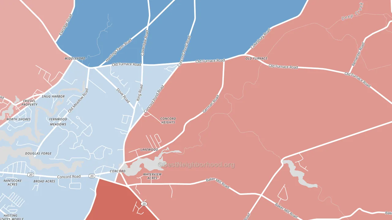 Concord, DE block-group political-lean map