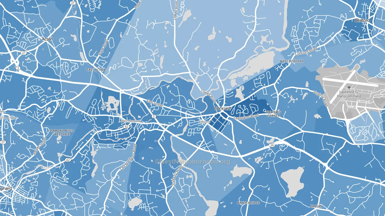 Concord, MA block-group political-lean map