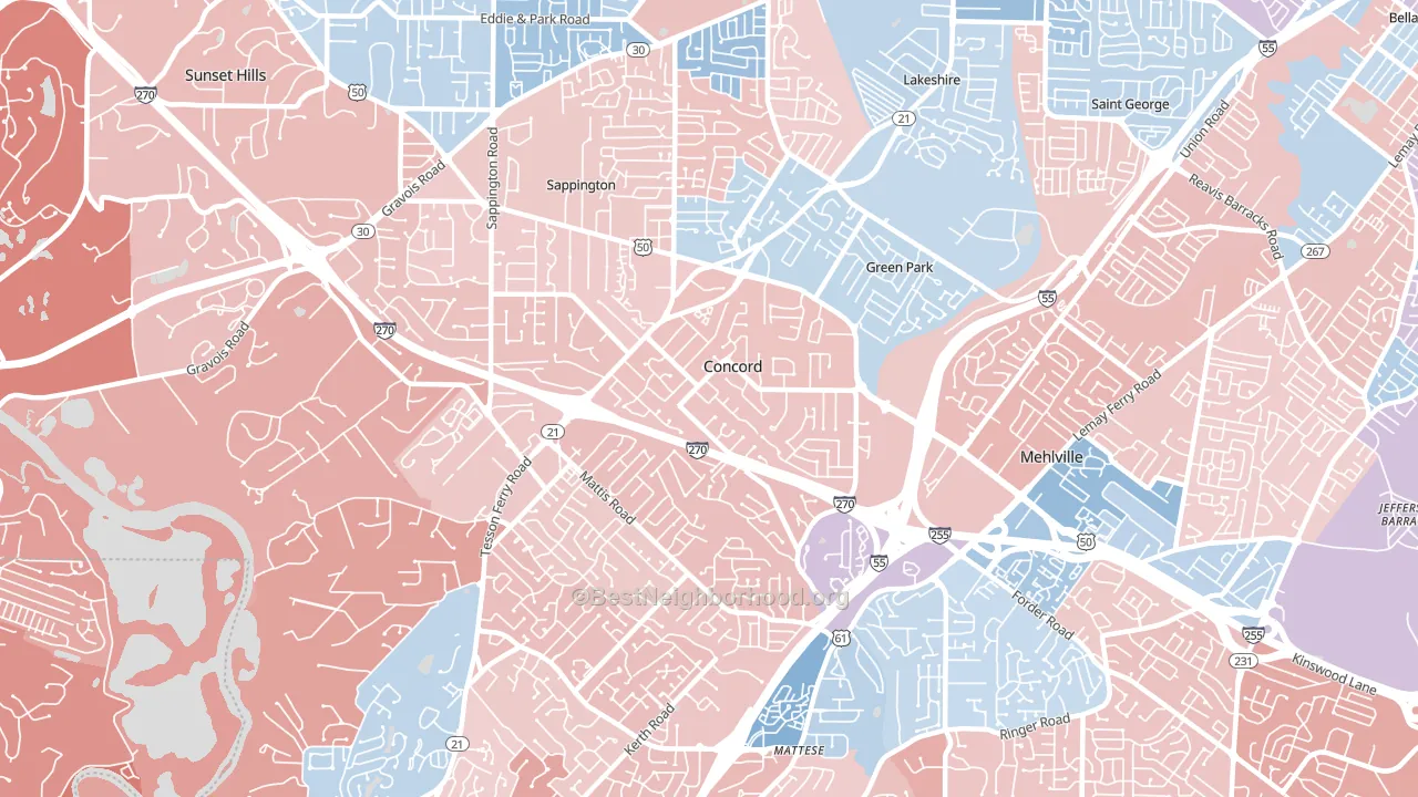 Concord, MO block-group political-lean map