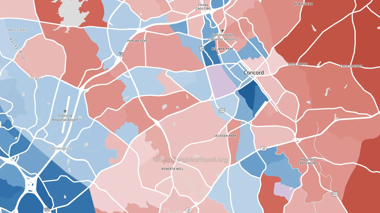 Concord, NC block-group political-lean map