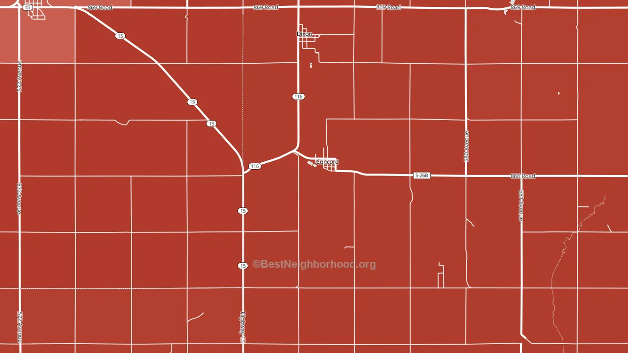 Concord, NE block-group political-lean map