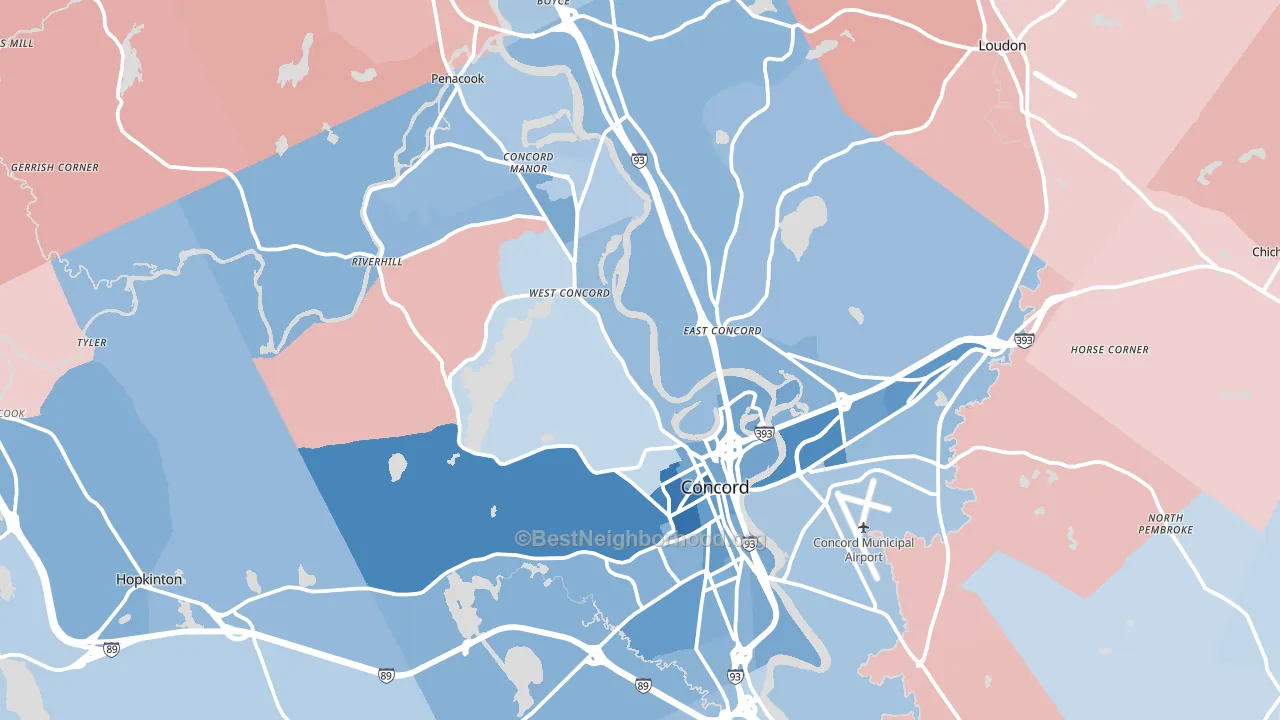 Concord, NH block-group political-lean map