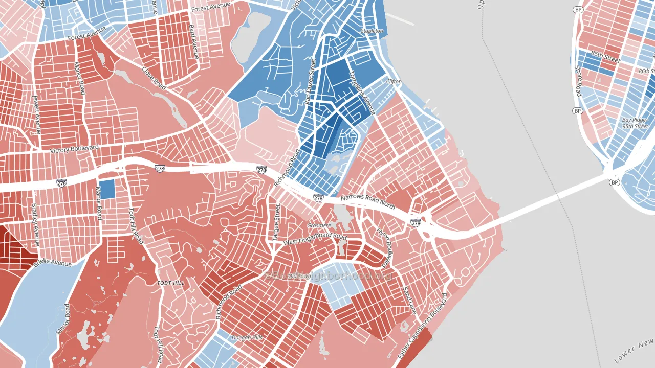 Concord, Staten Island, NY block-group political-lean map