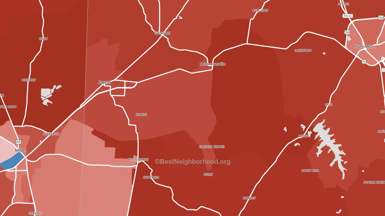 Concord, TN block-group political-lean map