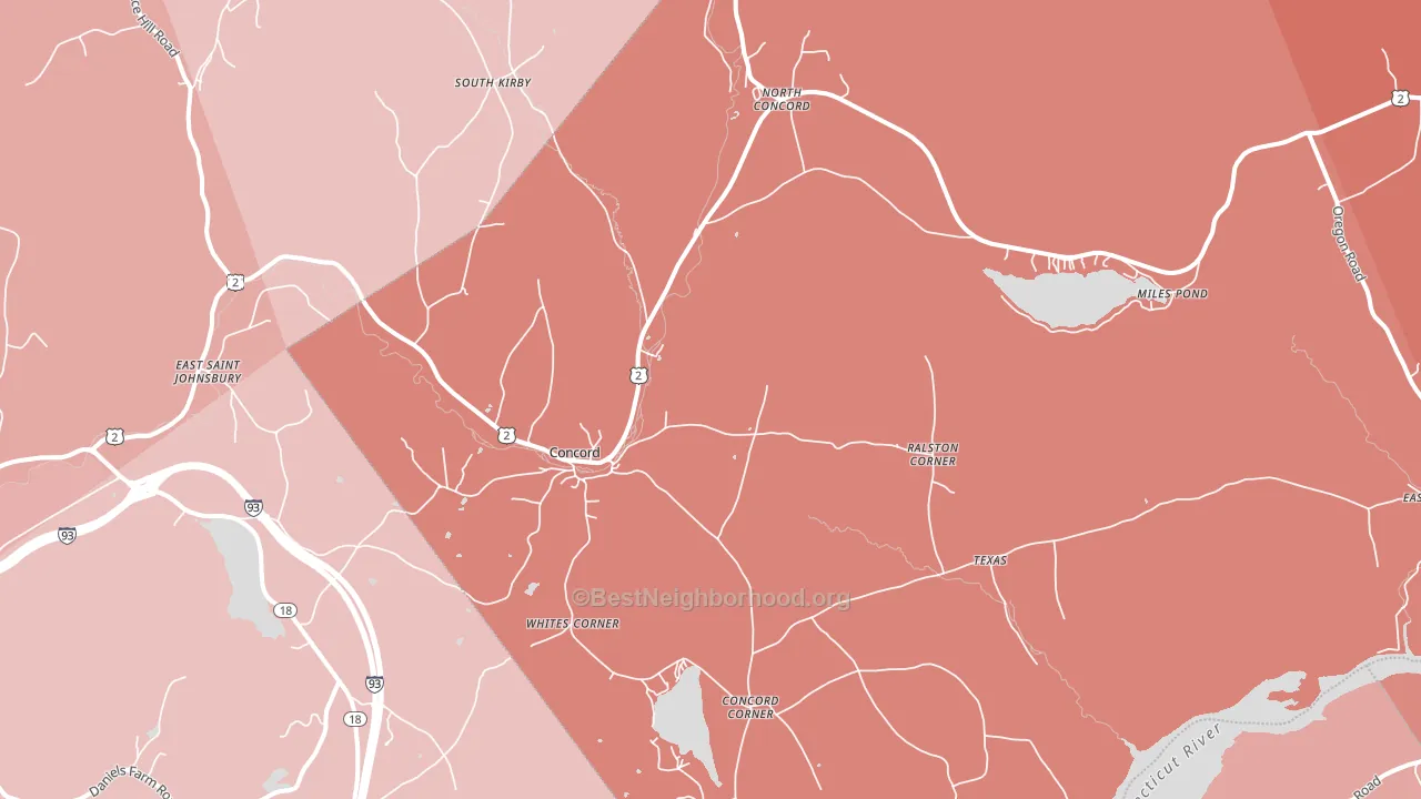 Concord, VT block-group political-lean map