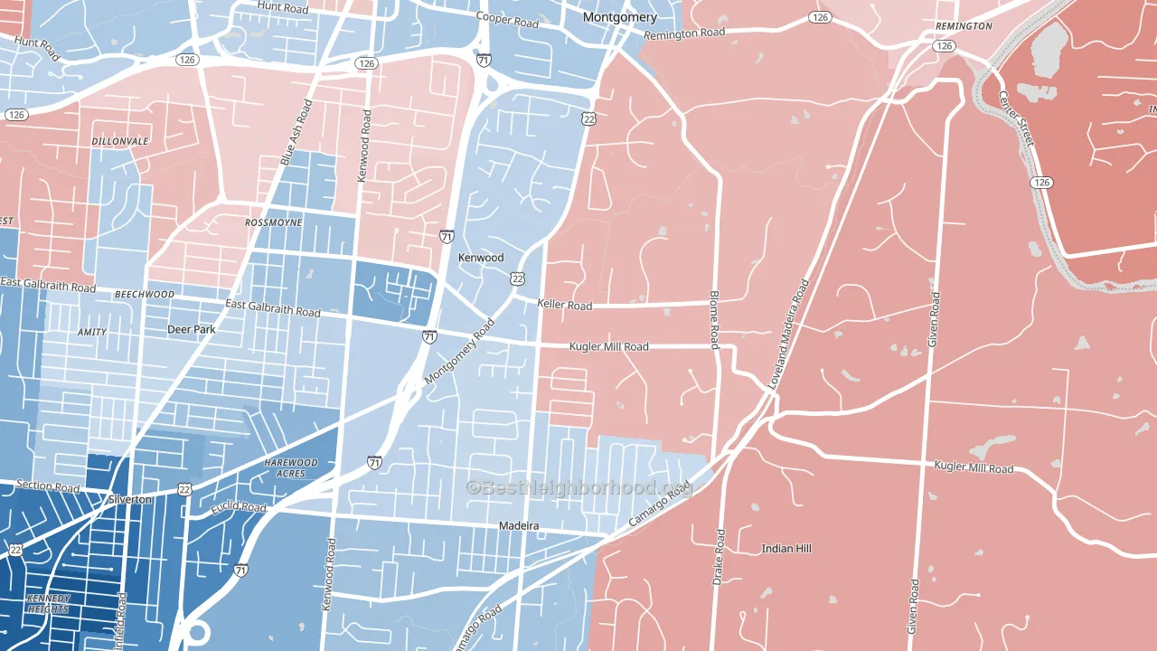 Concorde Hills, OH block-group political-lean map