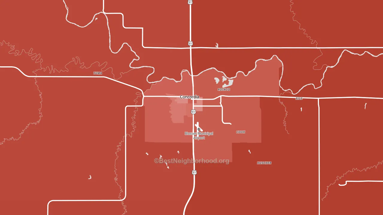 Concordia, KS block-group political-lean map