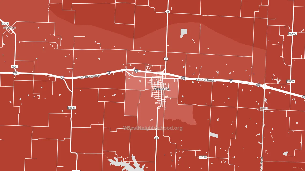 Concordia, MO block-group political-lean map