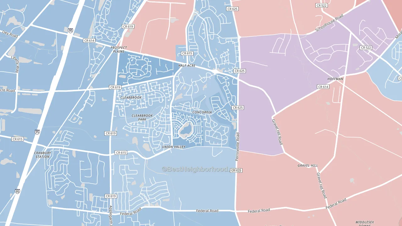 Concordia, NJ block-group political-lean map