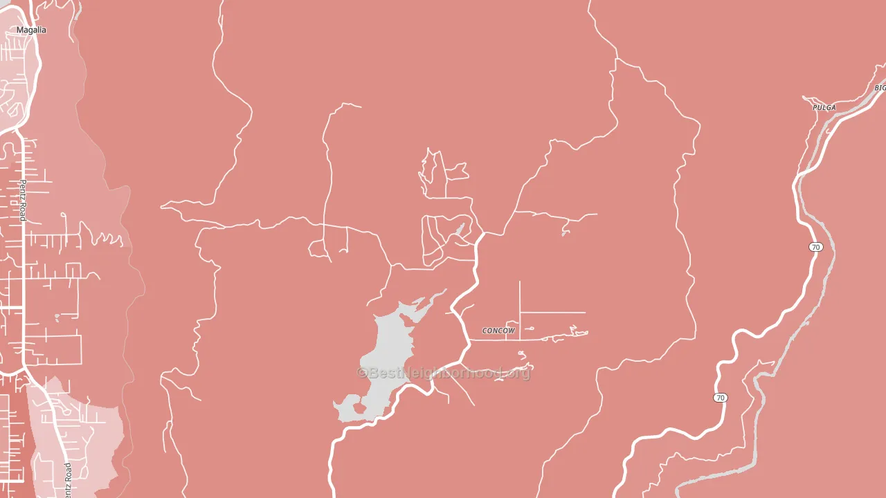 Concow, CA block-group political-lean map