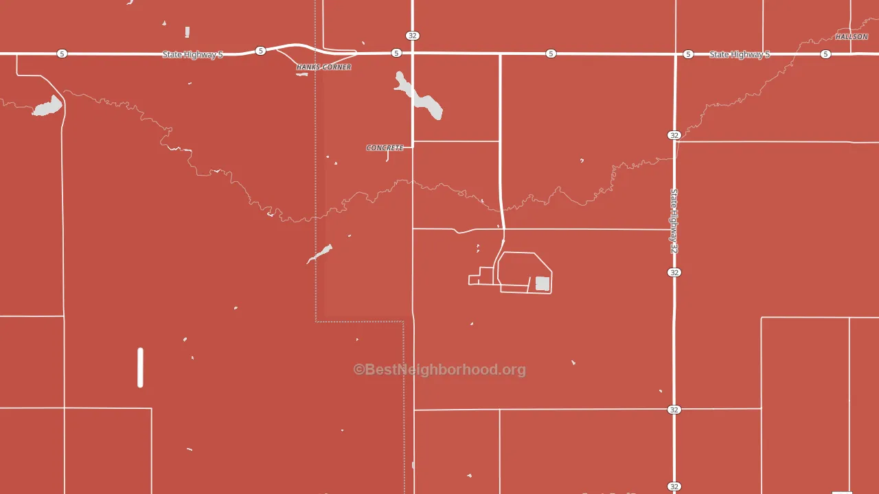 Concrete, ND block-group political-lean map