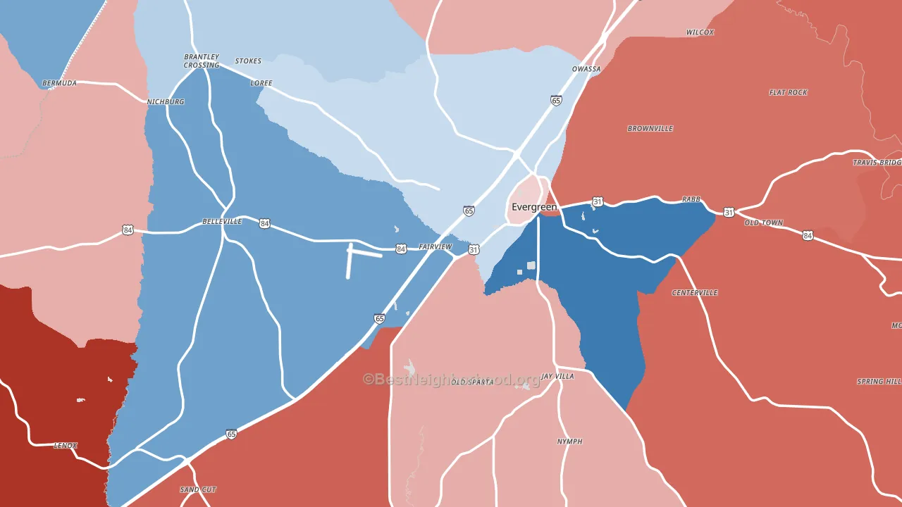 Conecuh County, AL block-group political-lean map