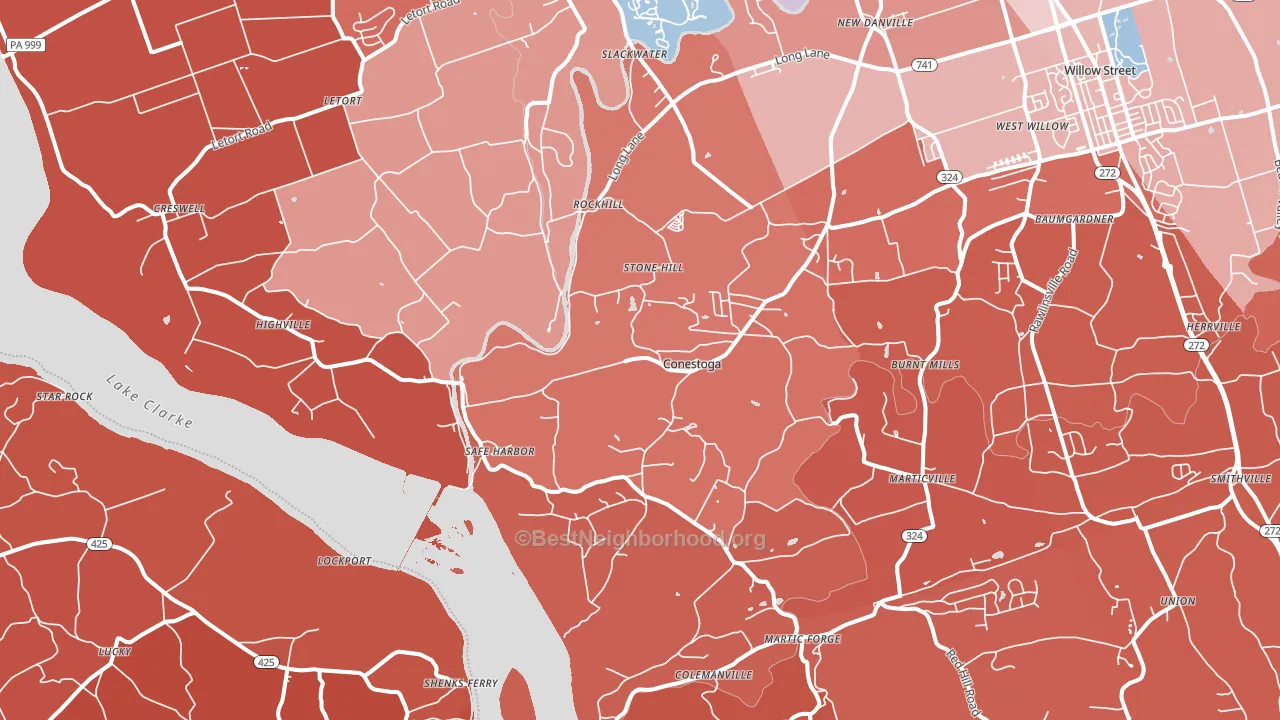 Conestoga, PA block-group political-lean map