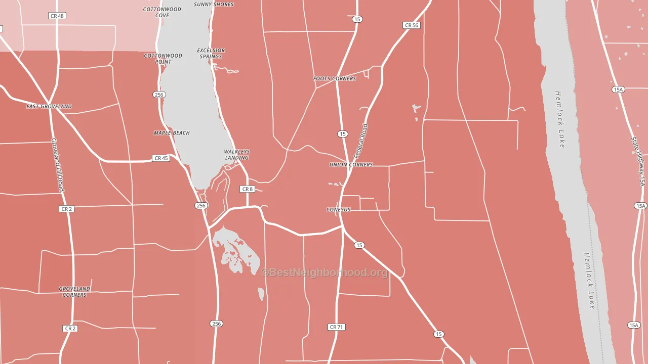 Conesus, NY block-group political-lean map