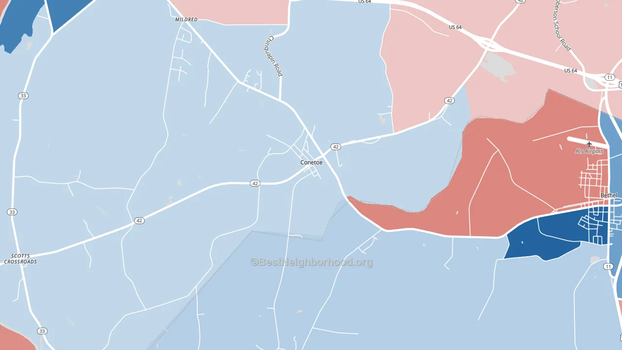 Conetoe, NC block-group political-lean map