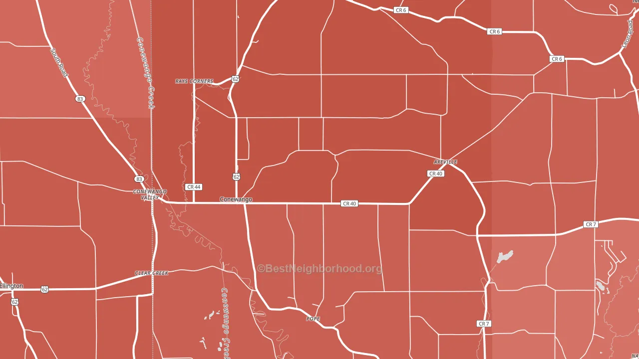 Conewango Valley, NY block-group political-lean map