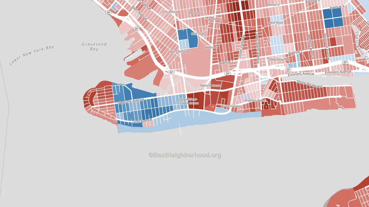 Coney Island, Brooklyn, NY block-group political-lean map