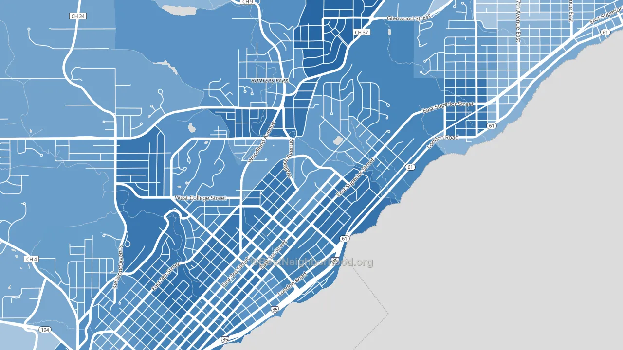 Congdon Park, Duluth, MN block-group political-lean map