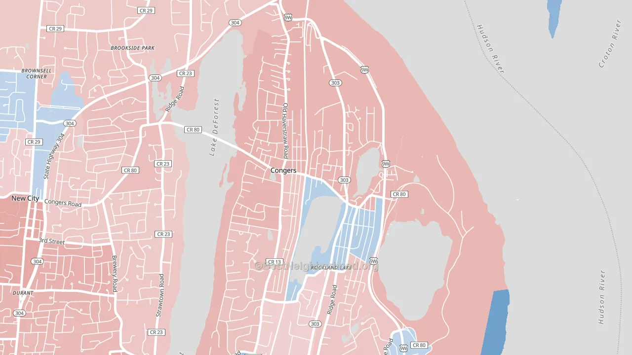 Congers, NY block-group political-lean map