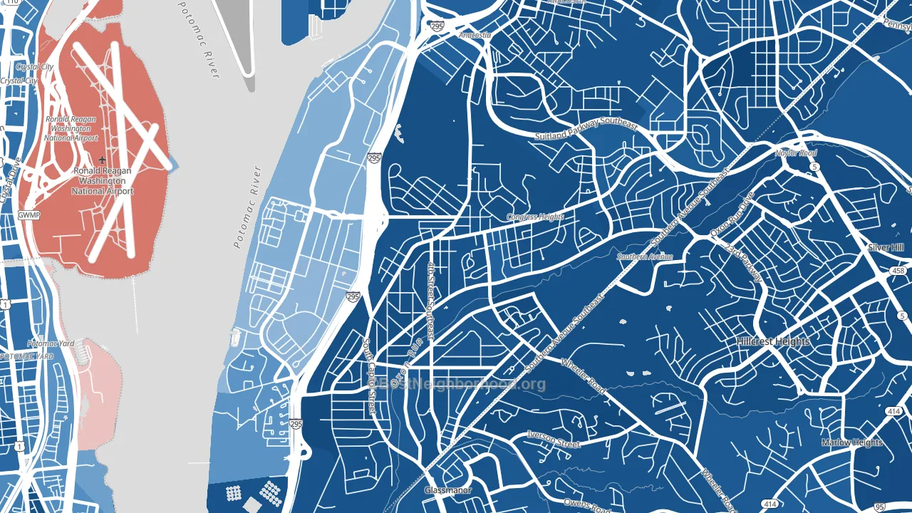 Congress Heights, Washington, DC block-group political-lean map
