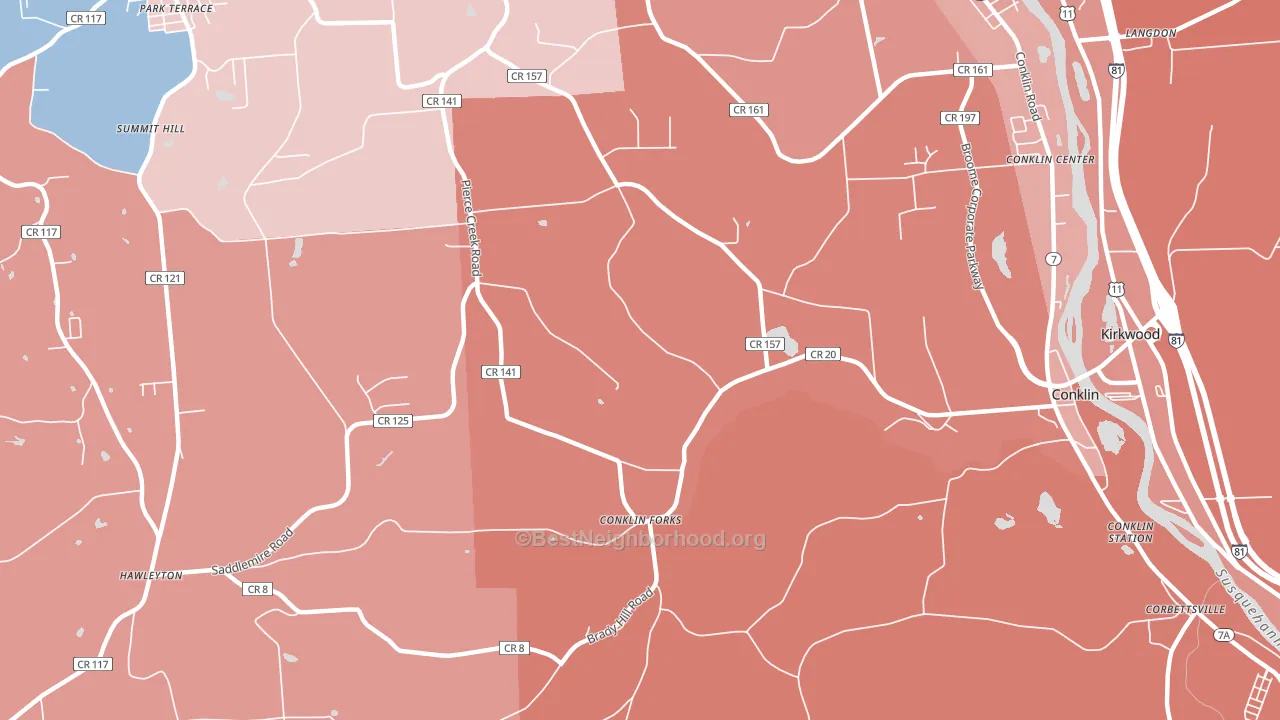 Conklin Forks, NY block-group political-lean map