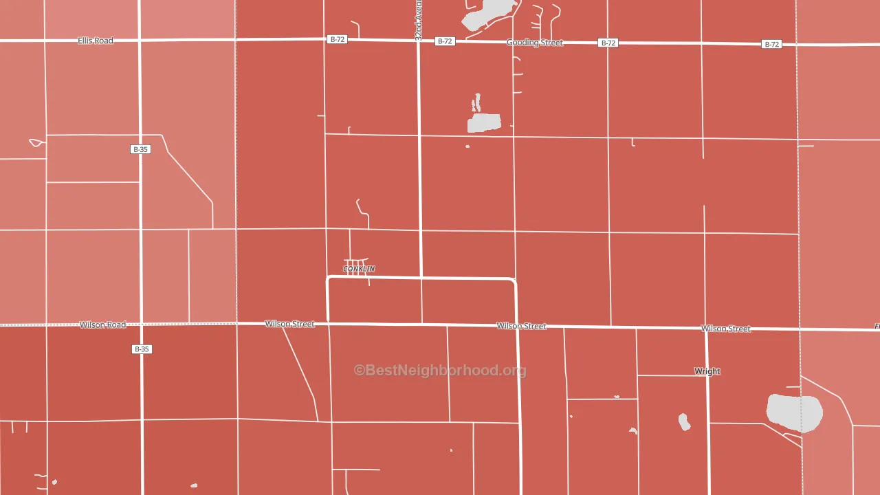Conklin, MI block-group political-lean map