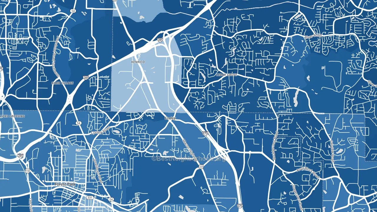Conley, GA block-group political-lean map