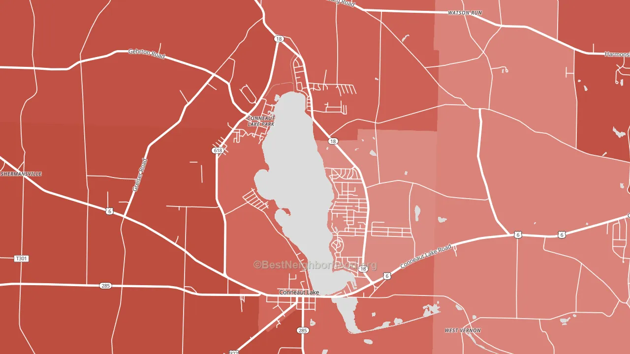 Conneaut Lakeshore, PA block-group political-lean map