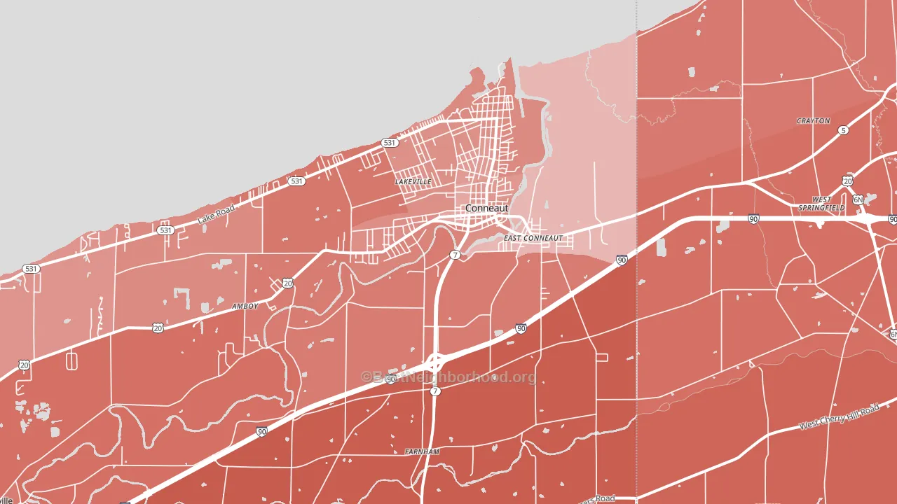 Conneaut, OH block-group political-lean map
